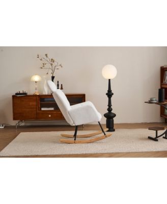 Teddy Fabric Nursery Rocking Chair with Padded Seat and Pillows