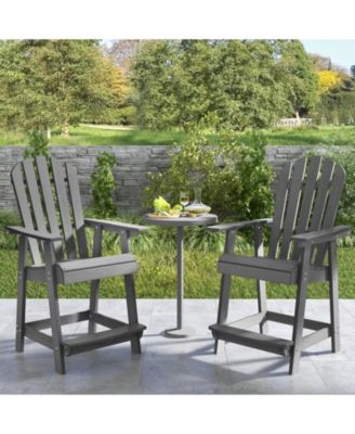 HDPE Patio Chair with Armrest and Footrest for Indoor Outdoor-Gray