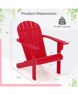 Acacia Wood Lounge Patio Adirondack Chair with Inclined Seat-Red