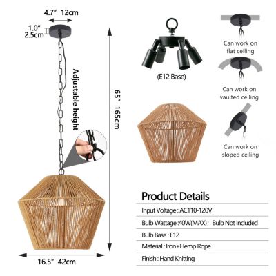 Boho Hemp Rope Pendant Light