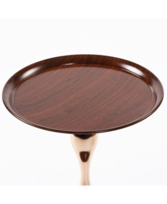 Modern Round Coffee Table, Metal Pedestal Table for Small Spaces