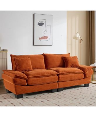 1 Pc. Corduroy Upholstered Comfy Sleeper with Pillows Sofa