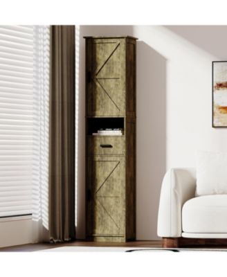 Streamdale Tall Bathroom Storage Cabinet with Sliding Doors and Drawer