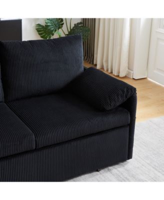 Streamdale 64.5" Fabric Sleeper Sofa – 3-in-1 Pullout Bed with Pillows & Storage Pockets – Convertible Couch