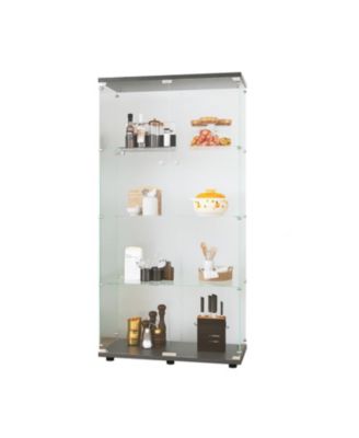 Black 4-Shelf Glass Display Cabinet