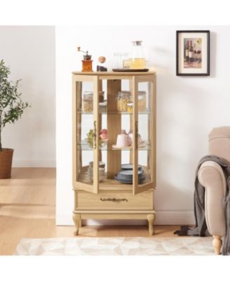 Lighted Glass Curio Cabinet with Shelves