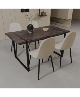 Streamdale 59" Black Dining Table & 4 Suede Chairs