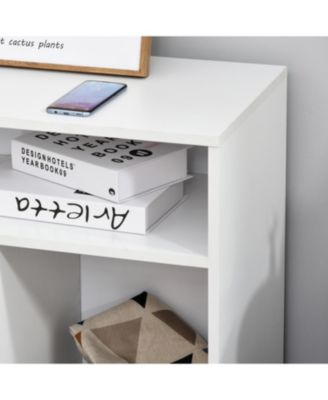 Printer Stand Home Office Mobile Cabinet Organizer Desktop with Caster Wheels, 2 Locking Breaks and Drawer, White