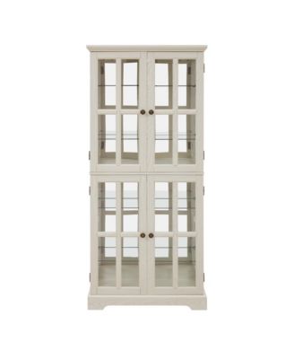 Antique Display Cabinet with Adjustable Shelves and Glass Doors, Vintage Showcase