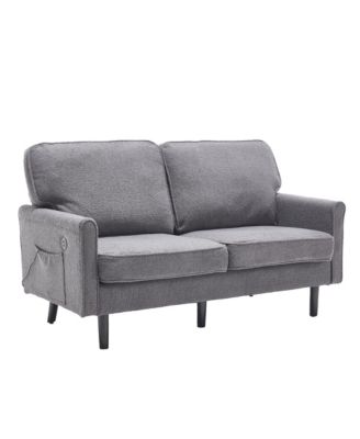 Streamdale Mid Century Modern Loveseat Sofa with USB (Gray)
