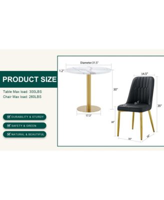 Streamdale Marble Pattern Round Dining Table and Black PU Chairs (4)