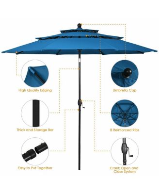10 Feet 3 Tier Outdoor Patio Umbrella with Double Vented