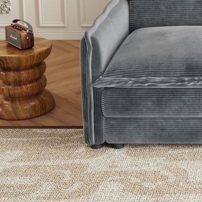 Corduroy 4-Seater Cloud Couch with Footrests & Cushions