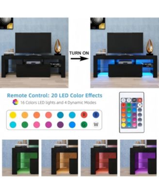 Modern 55" TV Stand with Glass Shelf and Glossy Front