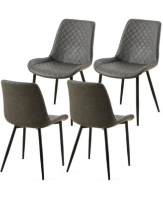  Mid-Century Leathaire Dining Chairs (Set of 4 )