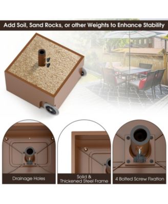 150 Pounds Patio Umbrella Base Stand Wheels Planter Outdoor-Coffee