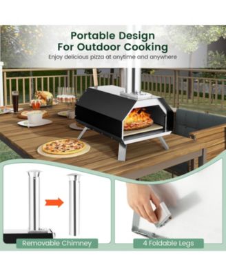 Outdoor Pizza Oven with Pizza Stone and Foldable Legs for Camping