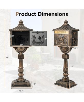 Retro Cast Aluminum Mailbox Security Postal Letter Box with Baffle Door