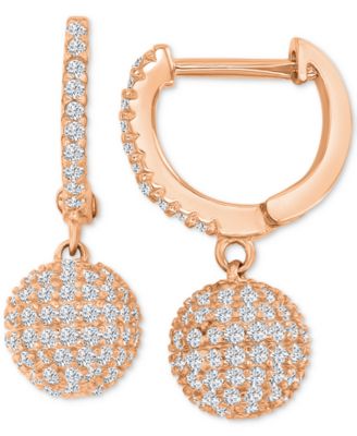 Cubic Zirconia Micro-Pav&eacute; Dangle Small Huggie Hoop Earrings