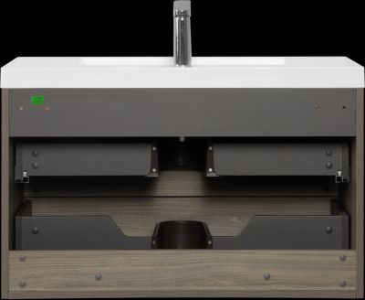 Streamdale Ash Grey Floating Vanity with Glossy Resin Sink