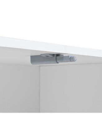 Modern TV Stand with Fluted Glass Sliding Door, Media Console with Storage and LED Backlight (White)