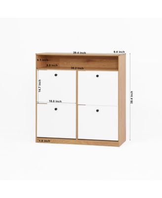Shoe Storage Cabinet with 4 Flip Drawers and Anti-Tip Fitting