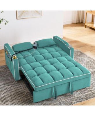 Versatile 55.5" Foldable Sofa Bed with Adjustable Back, USB Port, and Phone Stand (Green