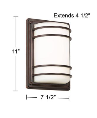 Habitat Modern Outdoor Wall Light Fixtures Set of 2 Rubbed Bronze 11" Opal Glass for Post Exterior Barn Deck House Porch Yard Patio