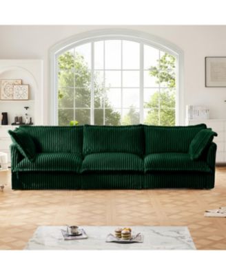Streamdale Green Corduroy Slipcovered 3-Seater Sofa