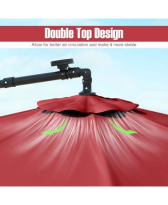 10 Ft Patio Umbrella Offset Cantilever Umbrella with 40 Solar Powered Lights