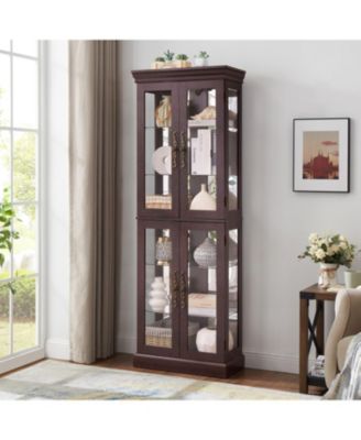 Lighted Glass Curio Cabinet for Display & Storage