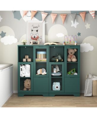 Glass Door Floor Cabinet 2 Shelves