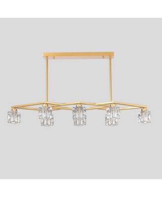 8-Light Crystal Chandelier with Matte Gold Finish, Ideal for Dining Rooms and Various Other Spaces