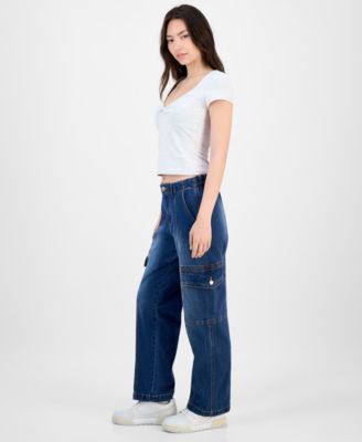 Juniors' High-Rise Cargo Skater Jeans