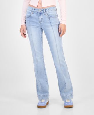 Juniors' Mid-Rise Pintuck Bootcut Jeans