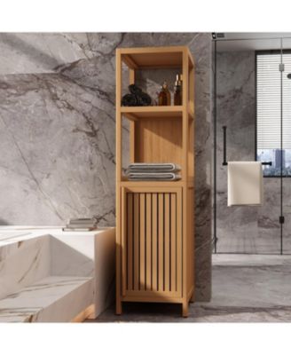 Tall & Slim Bamboo Cabinet with Shutter Door