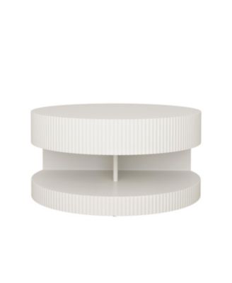 Streamdale Round Coffee Table with Storage, Modern Vertical Stripe Design