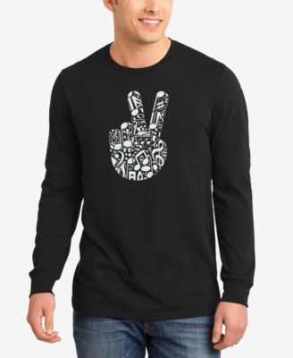 LA Pop Art - Peace Finger Notes - Men's Word Art Long Sleeve T-Shirt