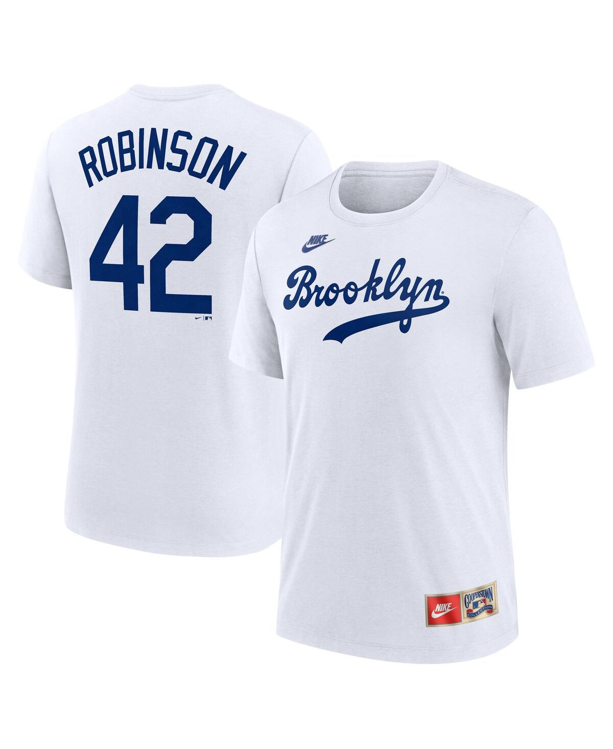 Nike Men's Jackie Robinson White Brooklyn Dodgers Cooperstown Collection Tri-Blend Name Number T-Shirt - White