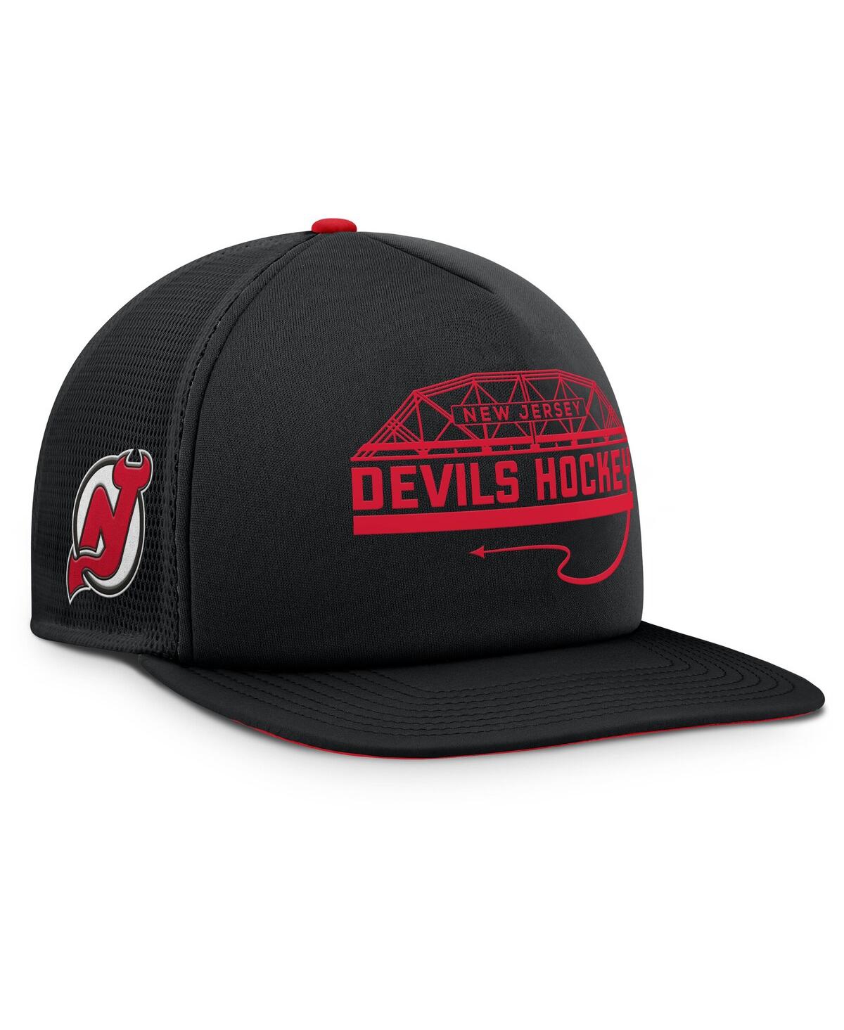 Fanatics Men's Black/red New Jersey Devils Authentic Pro Hometown Rink Foam Trucker Snapback Hat In Multi