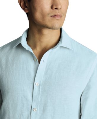 Men's Slim Fit Long Sleeve Linen Button-Front Shirt