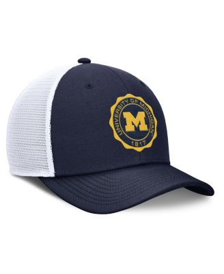Men's Navy/White Michigan Wolverines Rise Trucker Adjustable Hat