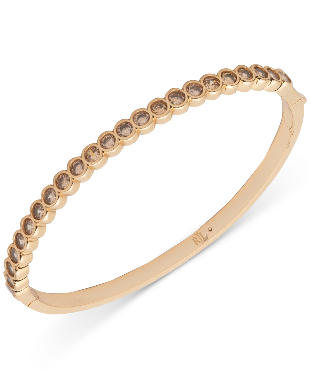 Ralph Lauren Gold-tone Cubic Zirconia Hinged Bangle Bracelet