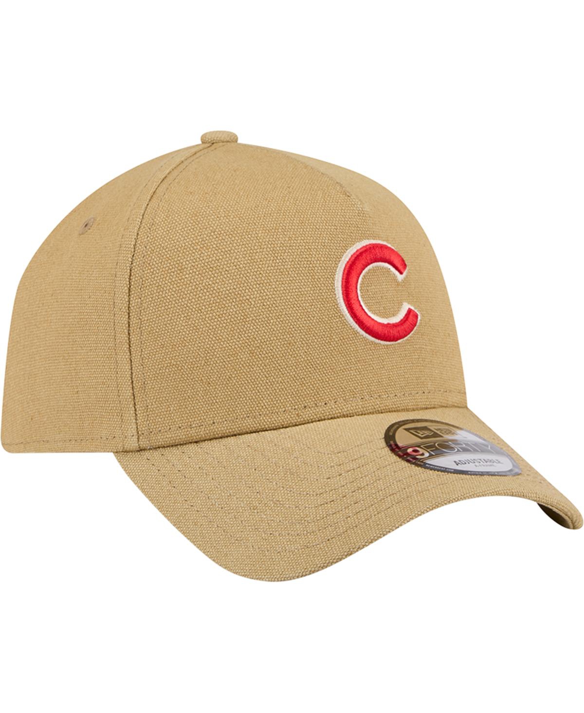 NEW ERA MEN'S KHAKI CHICAGO CUBS LOGO ESSENTIALS 9FORTY A-FRAME ADJUSTABLE HAT 