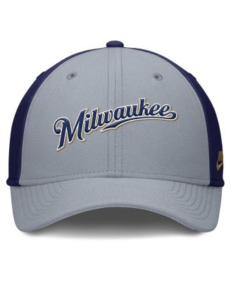 Men's Gray/Navy Milwaukee Brewers Rise Swoosh Performance Flex Hat