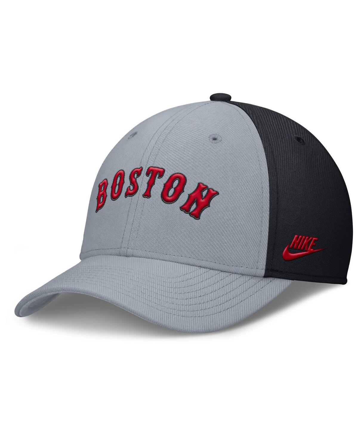 Nike Men's Gray/navy Boston Red Sox Rise Swoosh Performance Flex Hat