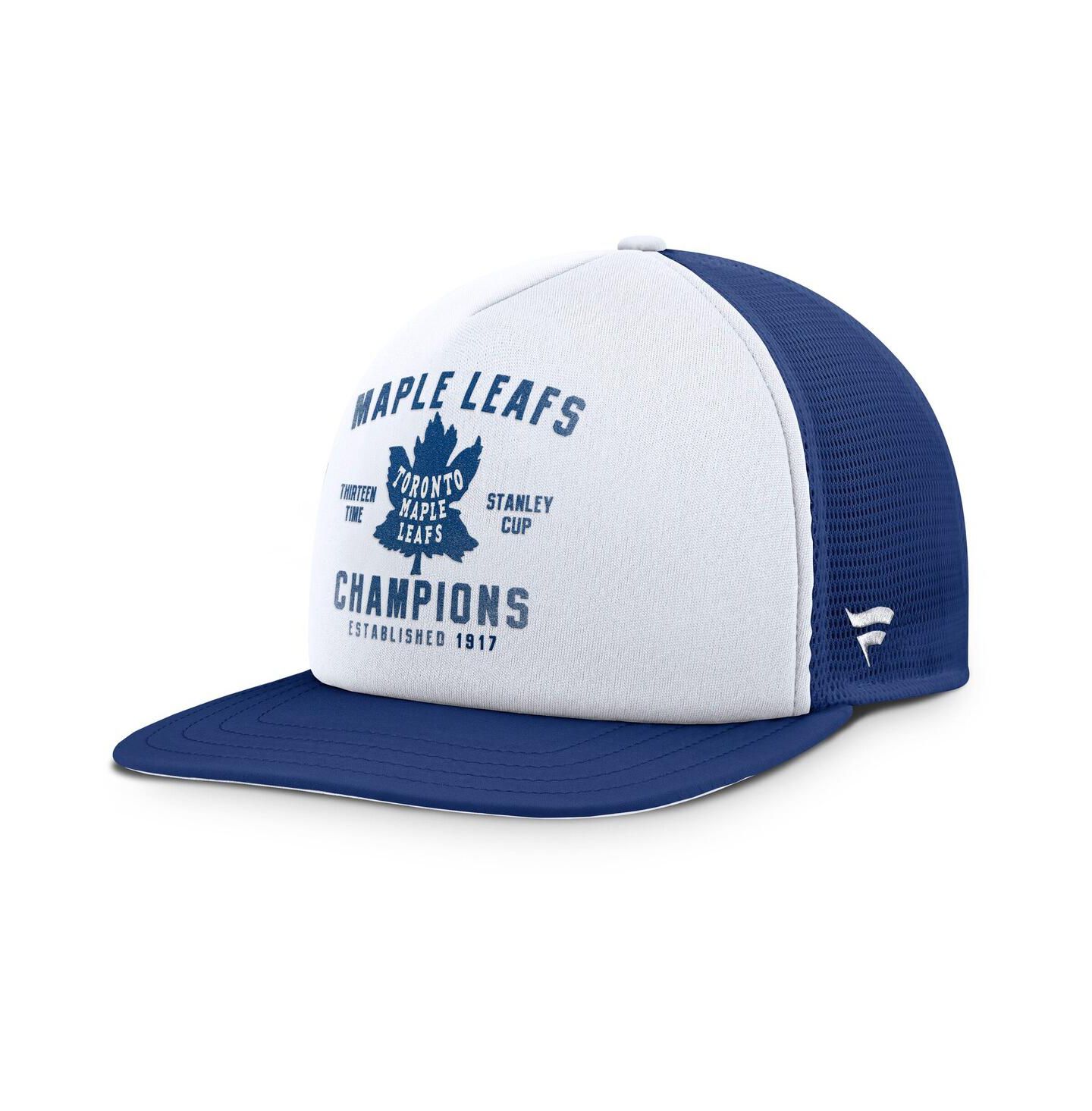 Мужская кепка Fanatics White/Blue Toronto Maple Leaf's Decades Collection Foam Front Snapback Hat — фото 1