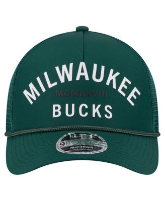 Men's Hunter Green Milwaukee Bucks Minimalist A-Frame 9FORTY Trucker Hat