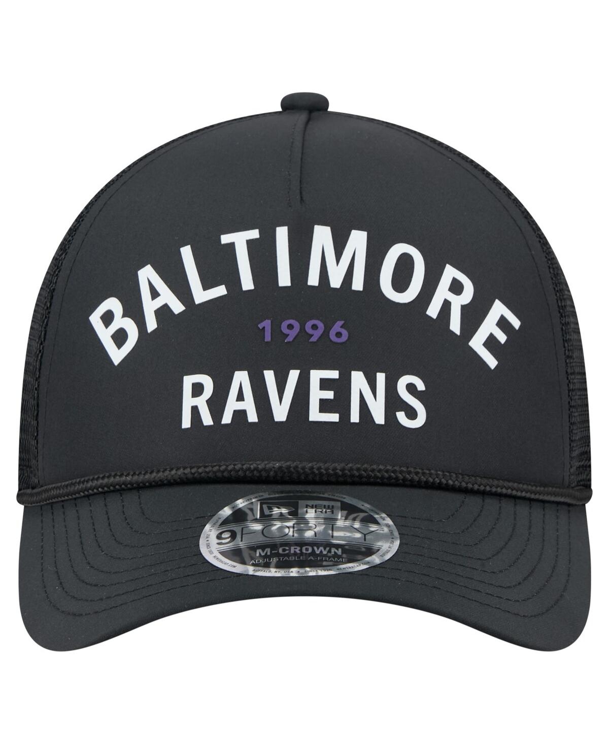 New Era Men's Black Baltimore Ravens Active Minimalist M-crown A-frame 9forty Adjustable Hat