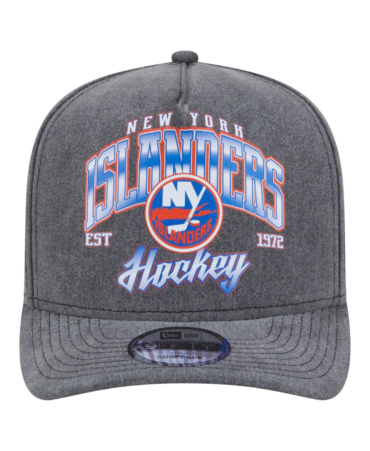 New Era Men's Charcoal New York Islanders Throwback Washed A-frame Pre-curved 9fifty Snapback Hat